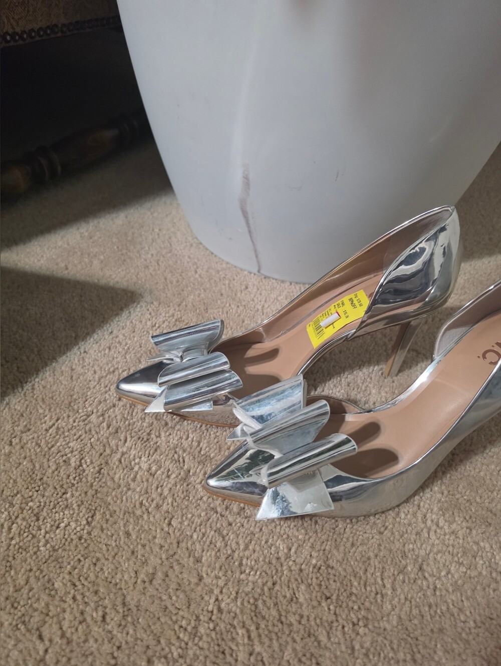 INC International Concepts Silver Pointed-Toe Stiletto Pumps with Sculpted Bow